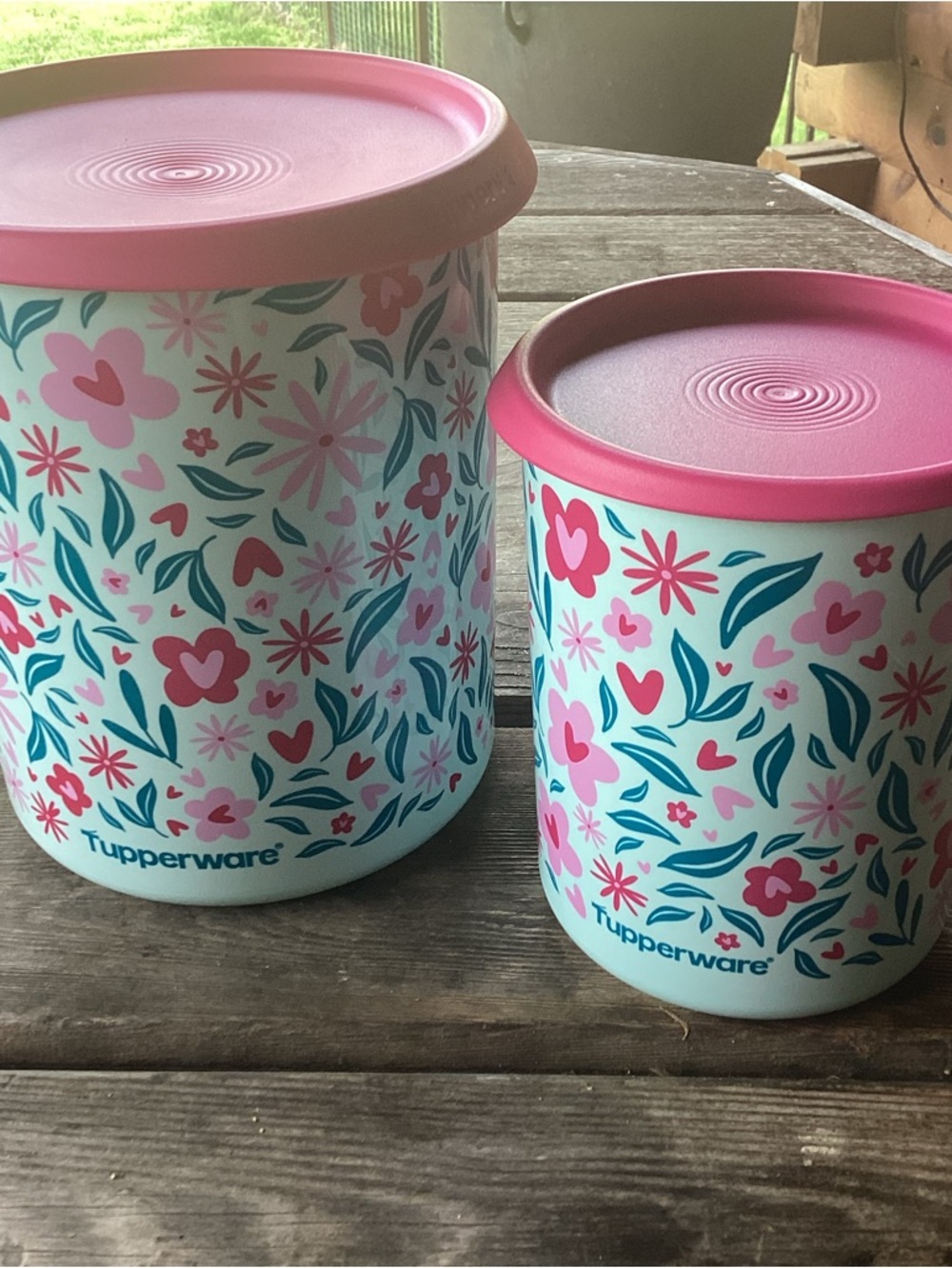 Tupperware One Touch Floral Canister Set in two sizes